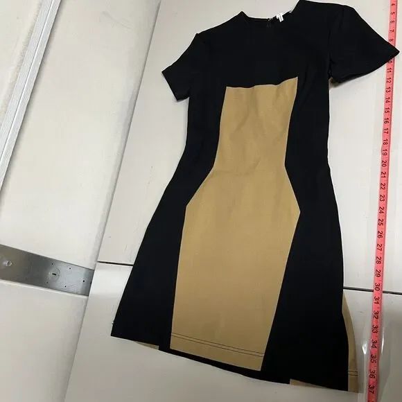 Derek Lam 10 Crosby Dress Womens Size 8 Black Cream Colorblock Cotton Poplin - Picture 8 of 13